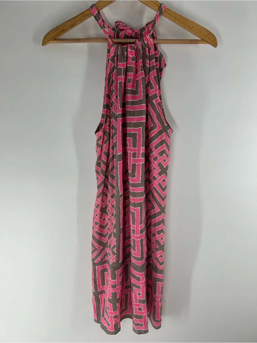Alice & Trixie Silk Pink and Gray Geometric Dress - Picture 1 of 4